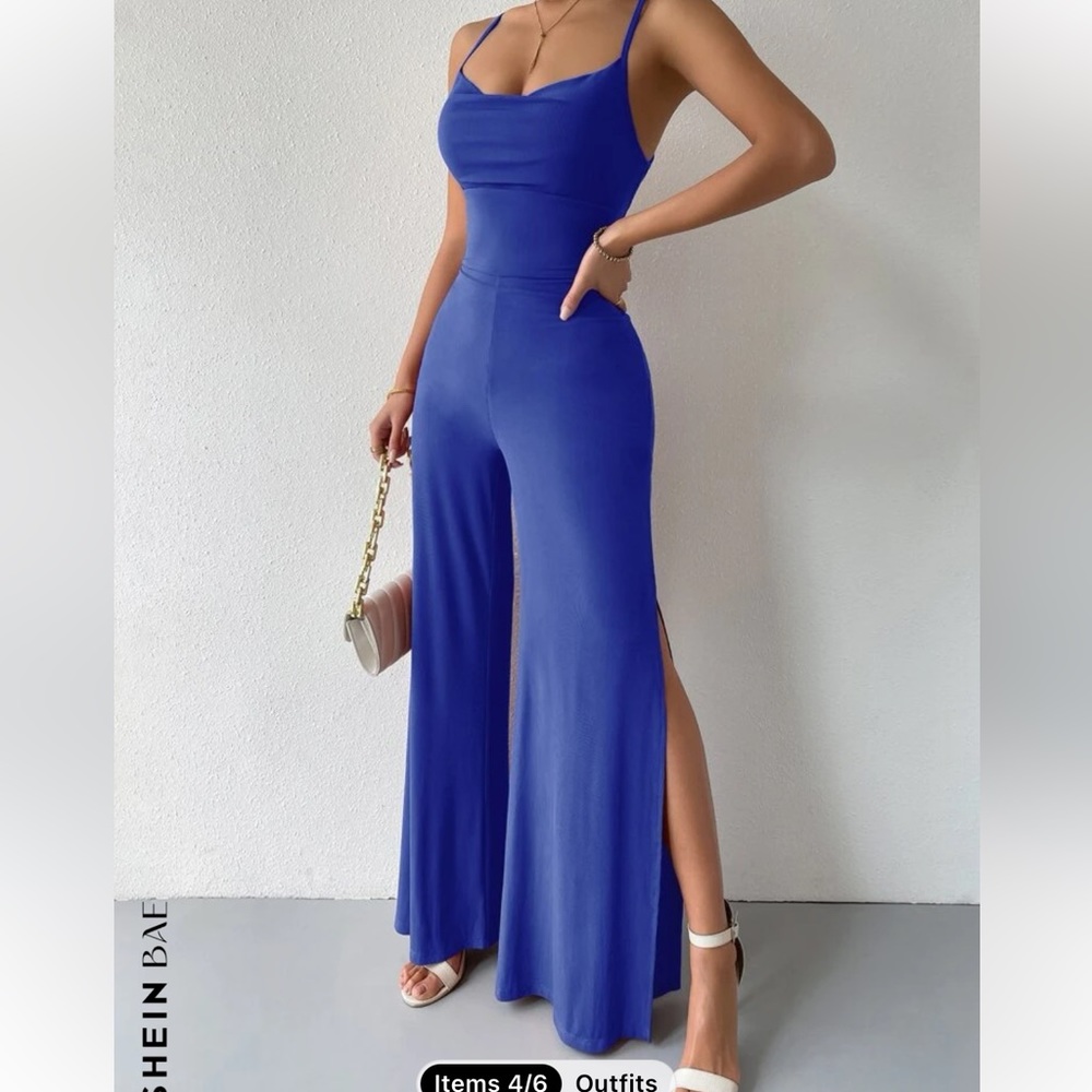 Lace Up Tied Backless Wide Leg Jumpsuit
